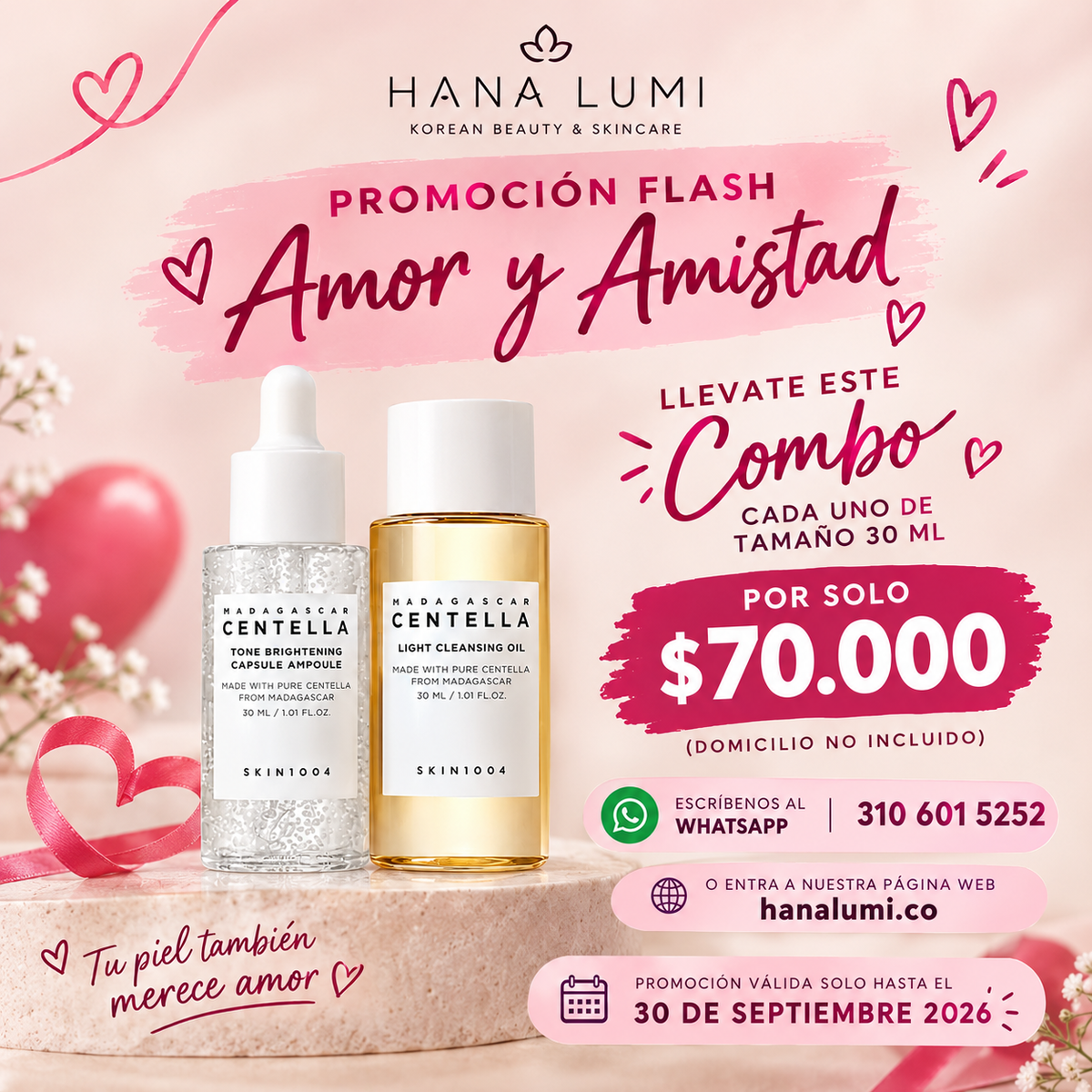 combo combo SKIN1004 Madagascar Centella: 🌿 Tone Brightening Capsule Ampoule – 30 ml ✨ Light Cleansing Oil – 30 ml